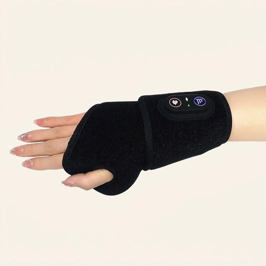 Red light therapy wrist wrap with heat and vibration controls