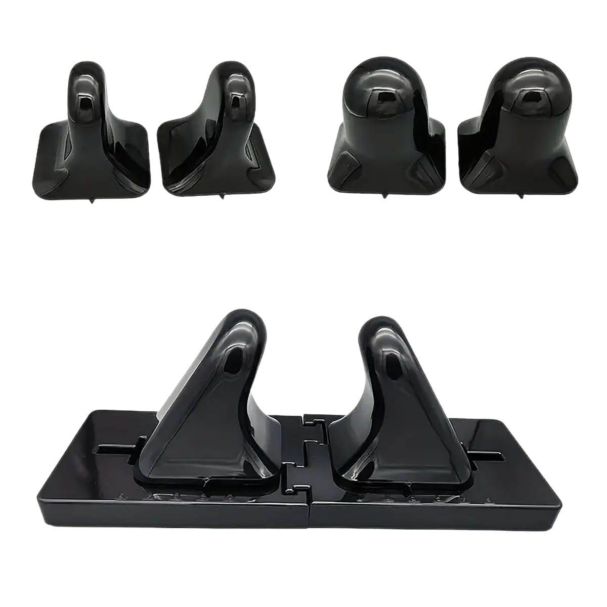 Black psoas release tool shown assembled with four separate head angles