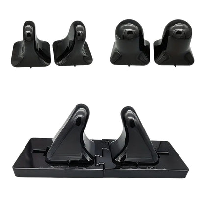 Black psoas release tool shown assembled with four separate head angles