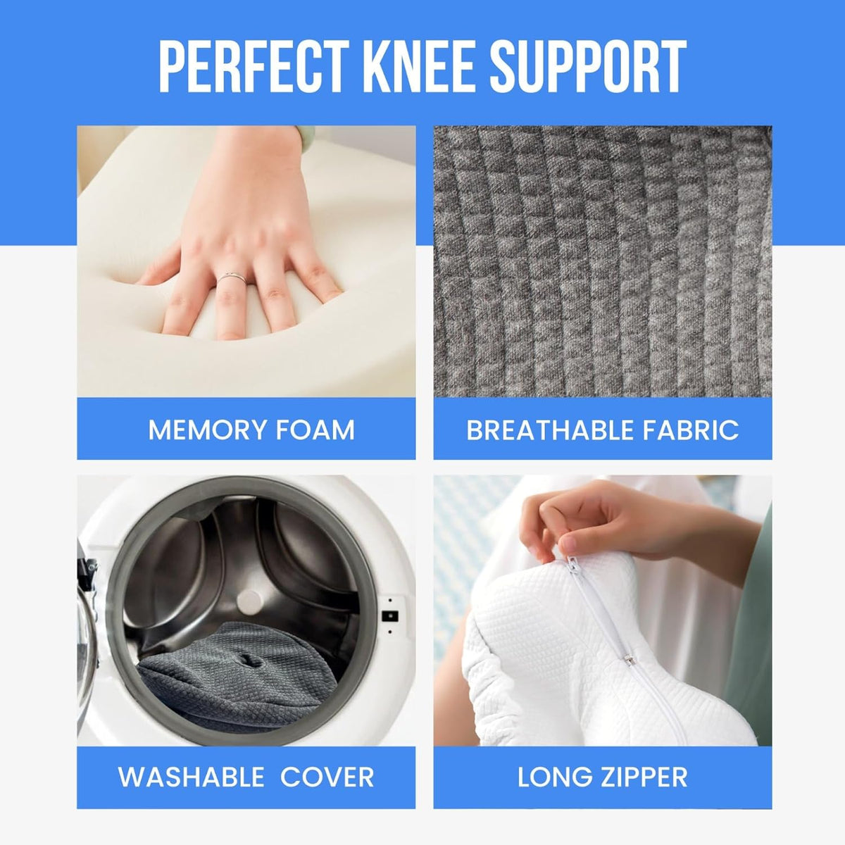 Side Sleeper Alignment Pillow with memory foam and machine-washable zipper cover