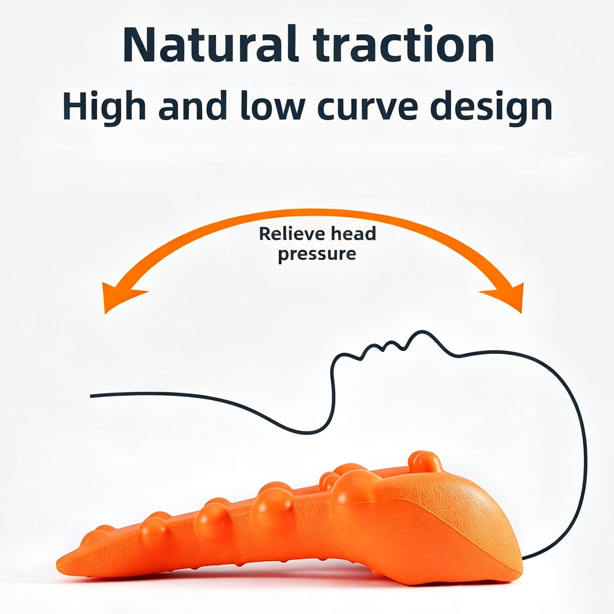 Orange NASHIMPRO trigger point massager with high and low curves and raised massage nodes