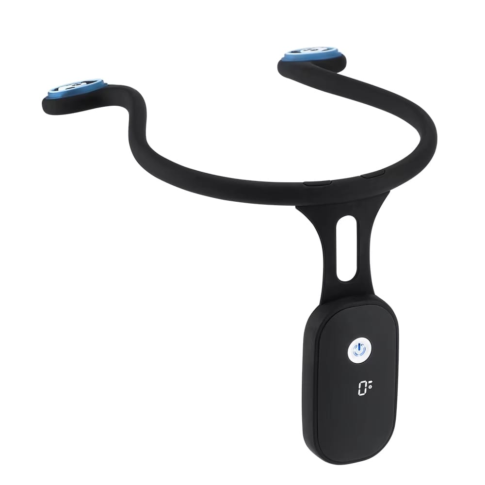 Smart Vibrating Posture Corrector featuring U-shaped neckband and display module for posture training