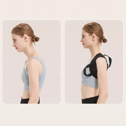 Invisible Shoulder Posture Corrector showing before and after in side profile