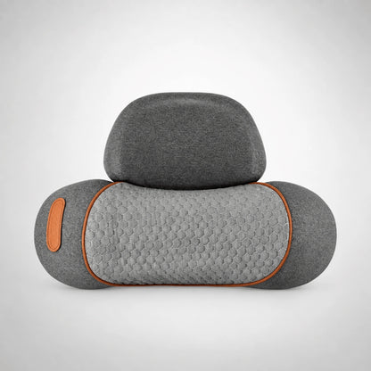 Gray 3-in-1 Neck Traction Massager with orange trim and contoured head support