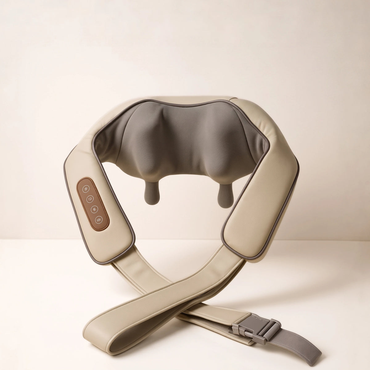 Beige NASHIMPRO neck and shoulder massager with gray kneading nodes and control panel