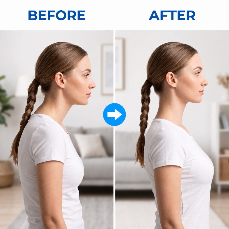 Before and after posture correction using Smart Vibrating Posture Corrector